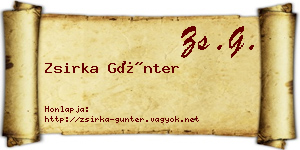 Zsirka Günter névjegykártya